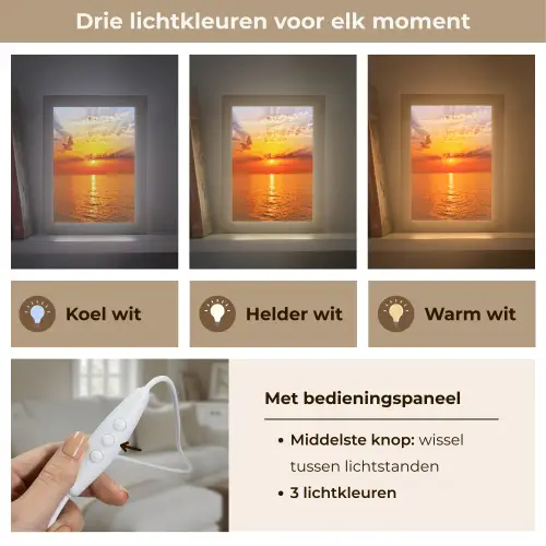 Zonsondergang - Zee - Lucht - Oranje - Horizon - Water Light Box met kabel (Tafellamp) klein -USP_lichtkleurNL