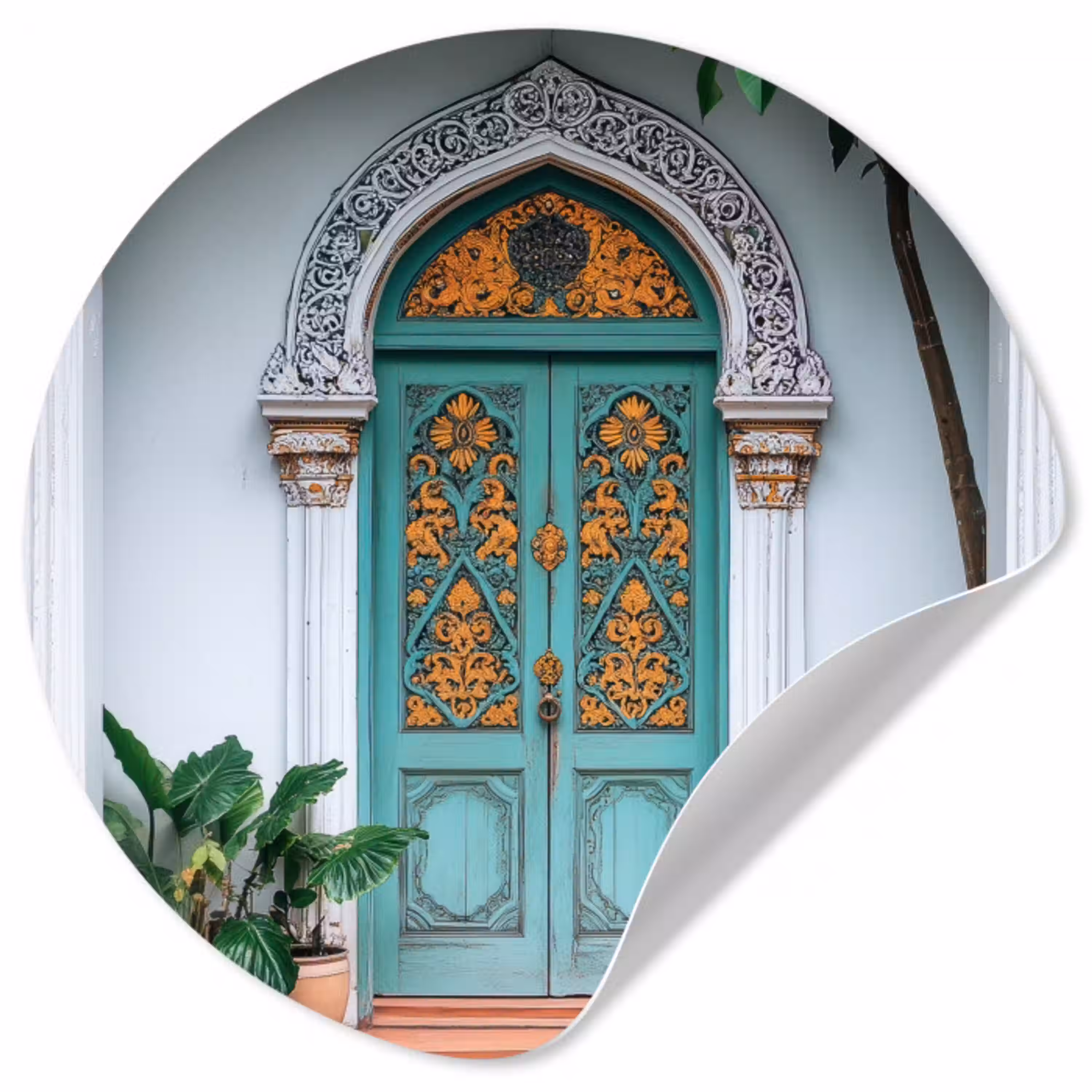 Deur - Patronen - Planten Wandcirkel behangsticker klein -3d