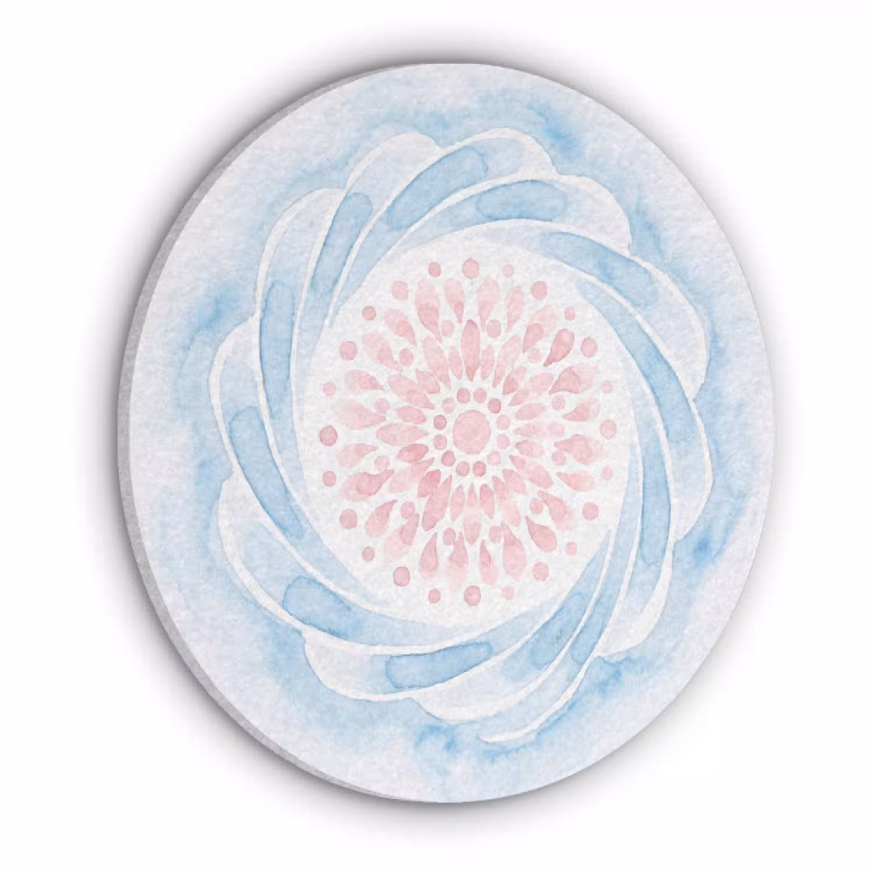 Abstract - Bloemvorm - Aquarel - Roze - Blauw Akoestische PET Vilt - Rond klein -3d