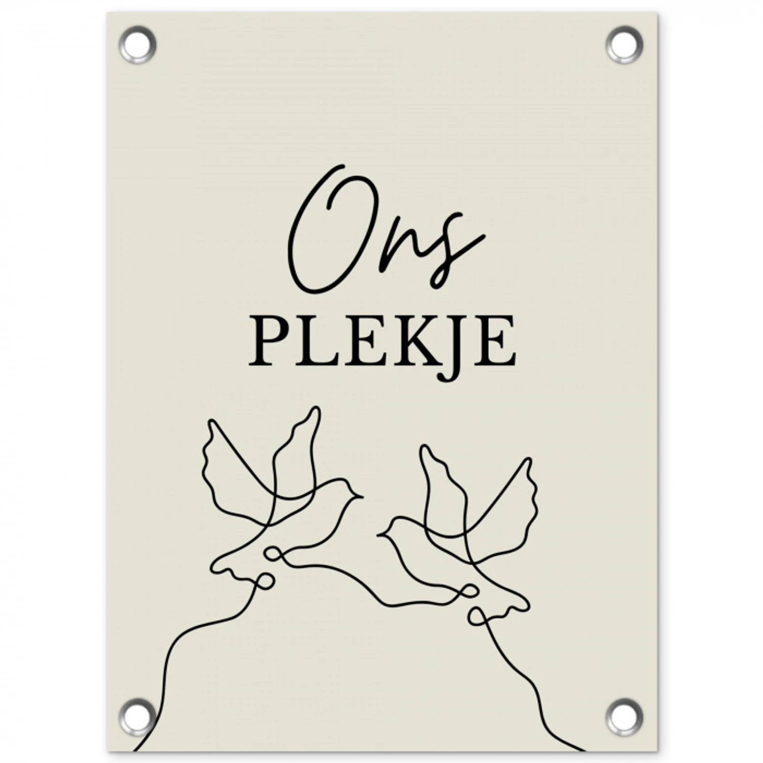 Ons Plekje met Vogels tuinposter los doek klein -3d