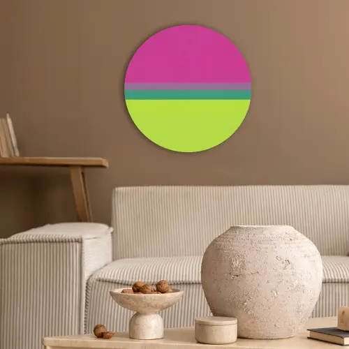 Strepen - Modern - Kleurrijk Akoestische PET Vilt - Rond klein -sfeer1