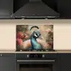 Pauw - Vogel - Bloemen - Planten - Pauwenveren keuken achterwand spatscherm klein -sfeer1