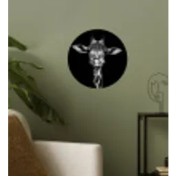 Giraffe - Portret - Dieren - Zwart - Wit Wandcirkel behangsticker klein -sfeer2