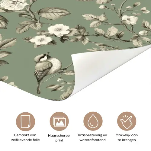 Botanisch - Vogels - Groen deurposter klein 289 -closeup_NL
