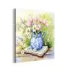 Vaas - Delftsblauw - Madeliefjes aluminium wit klein -3d