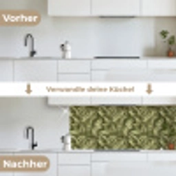 Bladeren - Modern - Groen keuken achterwand 2 middel 871 -voor-na_DE