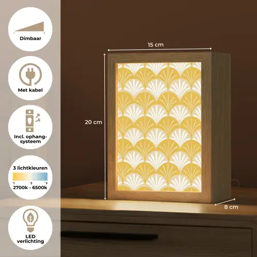 Waaier - Geel - Art Light Box met kabel (Tafellamp) klein 925 -USP_NL