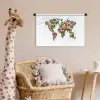 Wereldkaart - Kleurrijk - Bloemen - Lente Wandkleed katoen klein -wsfeer5_kind