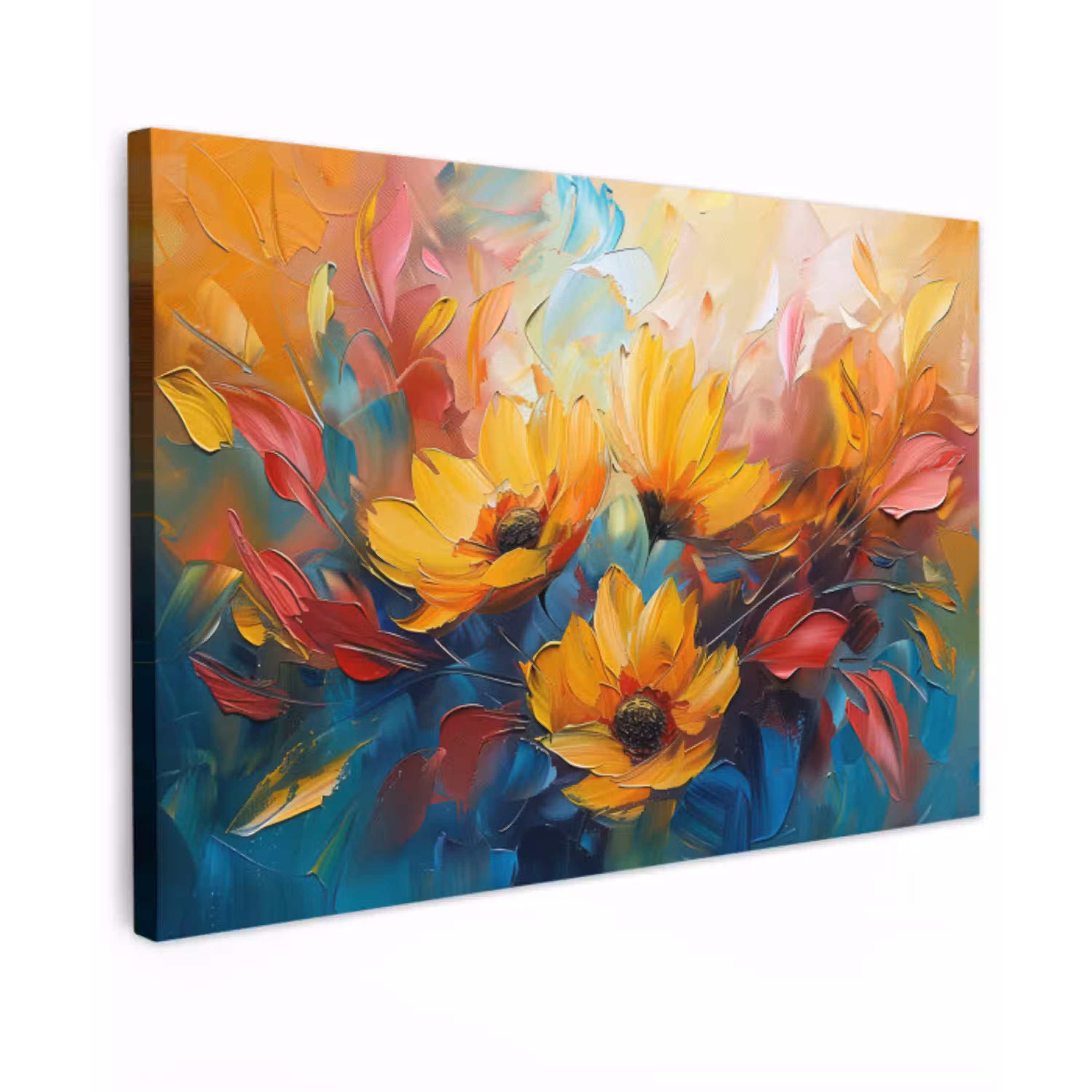 Bloemen - Dahlia - Kunst - Oranje - Watercolor canvas 2cm klein -z3d