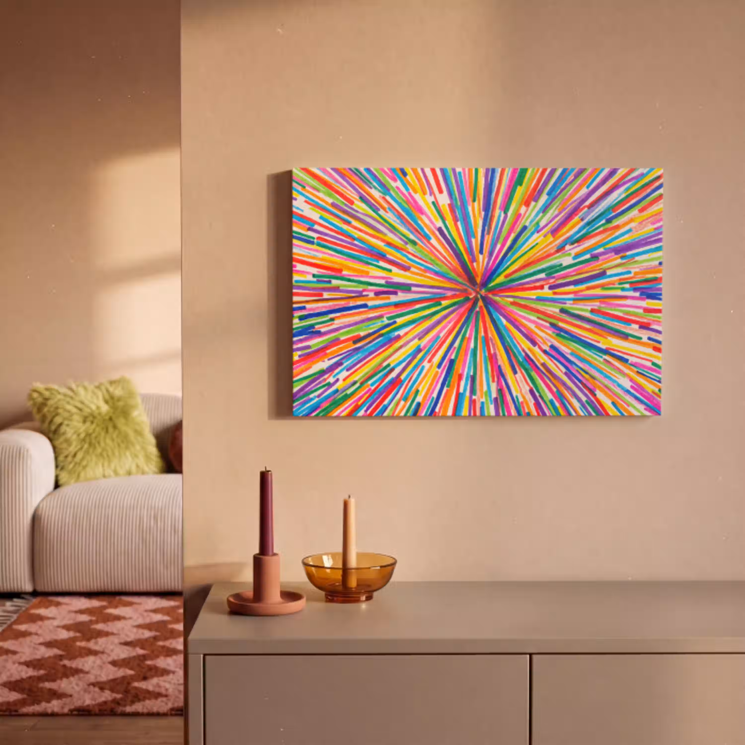 Lijnen - Kleurrijk - Abstract canvas 2cm klein -sfeer1