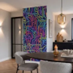 Retro - Abstract - Neon Behang Vinyl klein -sfeer3