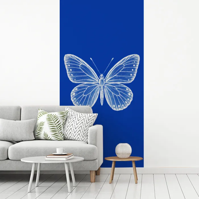 Vlinder - Wit - Getekend - Stippen fotobehang vinyl groot -woonkamer