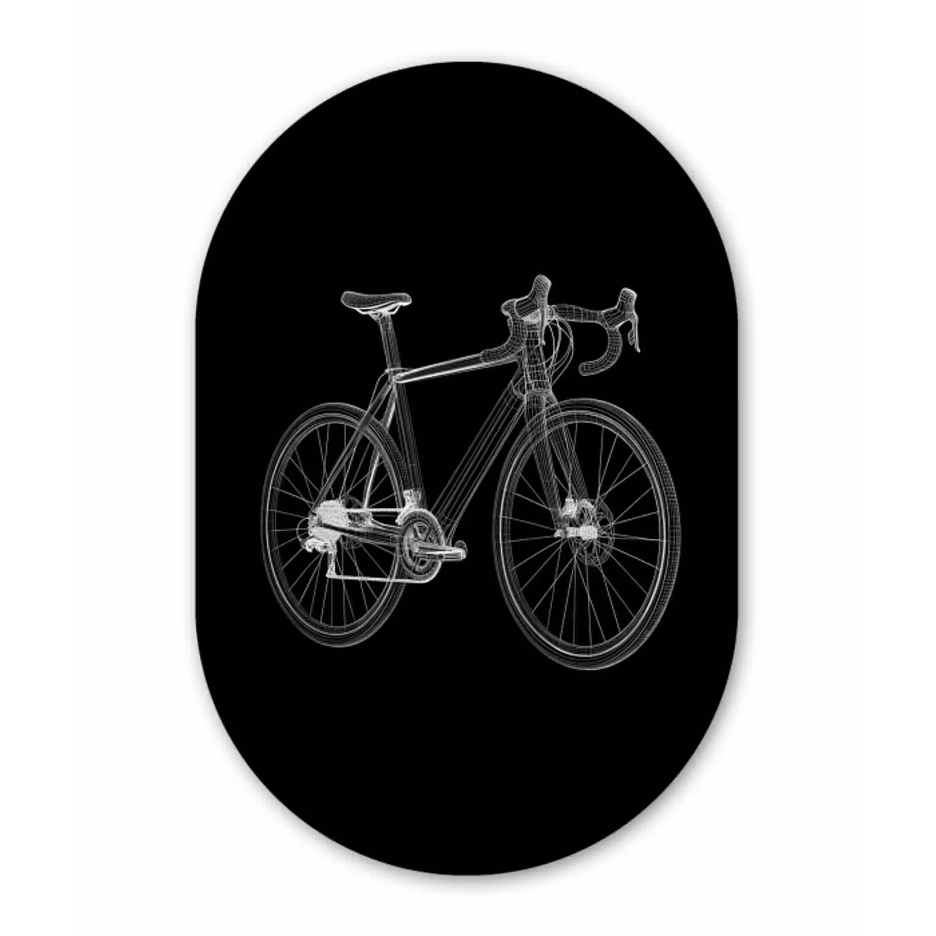 Lijnen - Illustratie - Wit Wandcirkel Ovaal Glas middel -3d