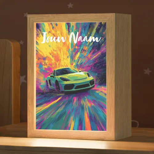 Sportauto - Groen - Verfstrepen - Kleuren Light Box met kabel (Kinderlampje) klein -zzz_3d_website