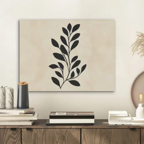 Minimalistisch - Tak - Bladeren - Zwart PET vilt klein -sfeer1