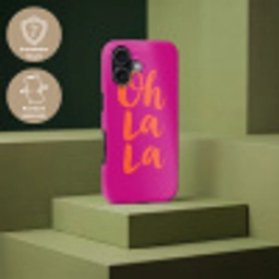 Oh la la - Roze - Oranje - Minimalistisch Toughcase MagSafe Apple iPhone 17 klein -USP_PrintM_DE