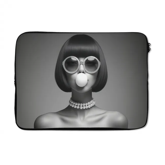 Laptophoes Vrouw - Zwart Wit - Ketting - Zonnebril