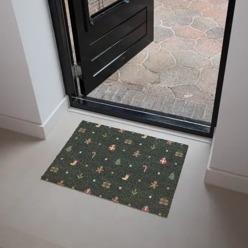 Patroon - Kerstsymbolen - Groen Deurmat klein 898 -sfeer5