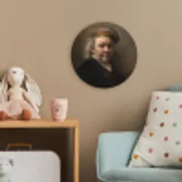 Zelfportret - Schilderij van Rembrandt van Rijn Wandcirkel kunststof plaat 5mm dik klein -tsfeer1_kind