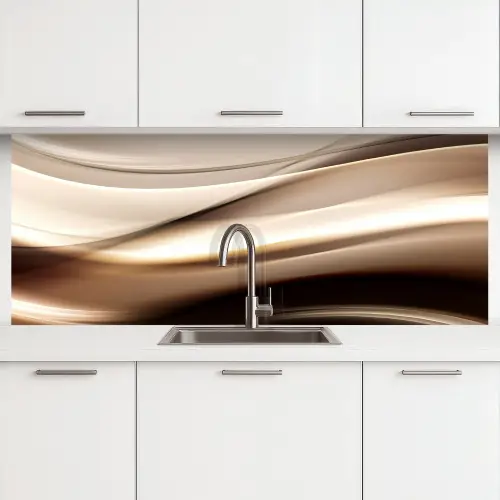 Golven - Abstract - Warm Beige keuken achterwand 2 middel -3d