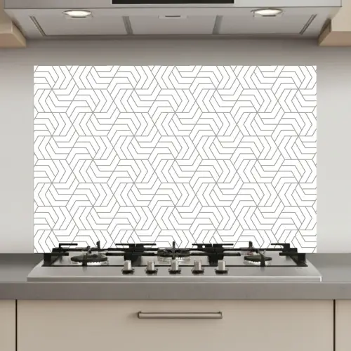Geometrie - Lijn - Zwart - Wit - Patroon keuken achterwand spatscherm klein 900 -3d_website