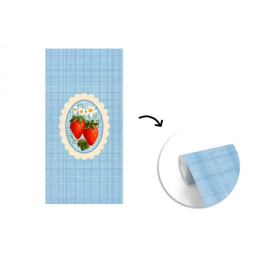 Aardbeien - Lijst - Rood - Geruit fotobehang vinyl groot -3d