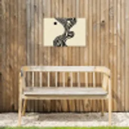 Beige - Lijnen - Golvend -  Abstract Tuinposter op houten frame 2 cm dik klein -sfeer4