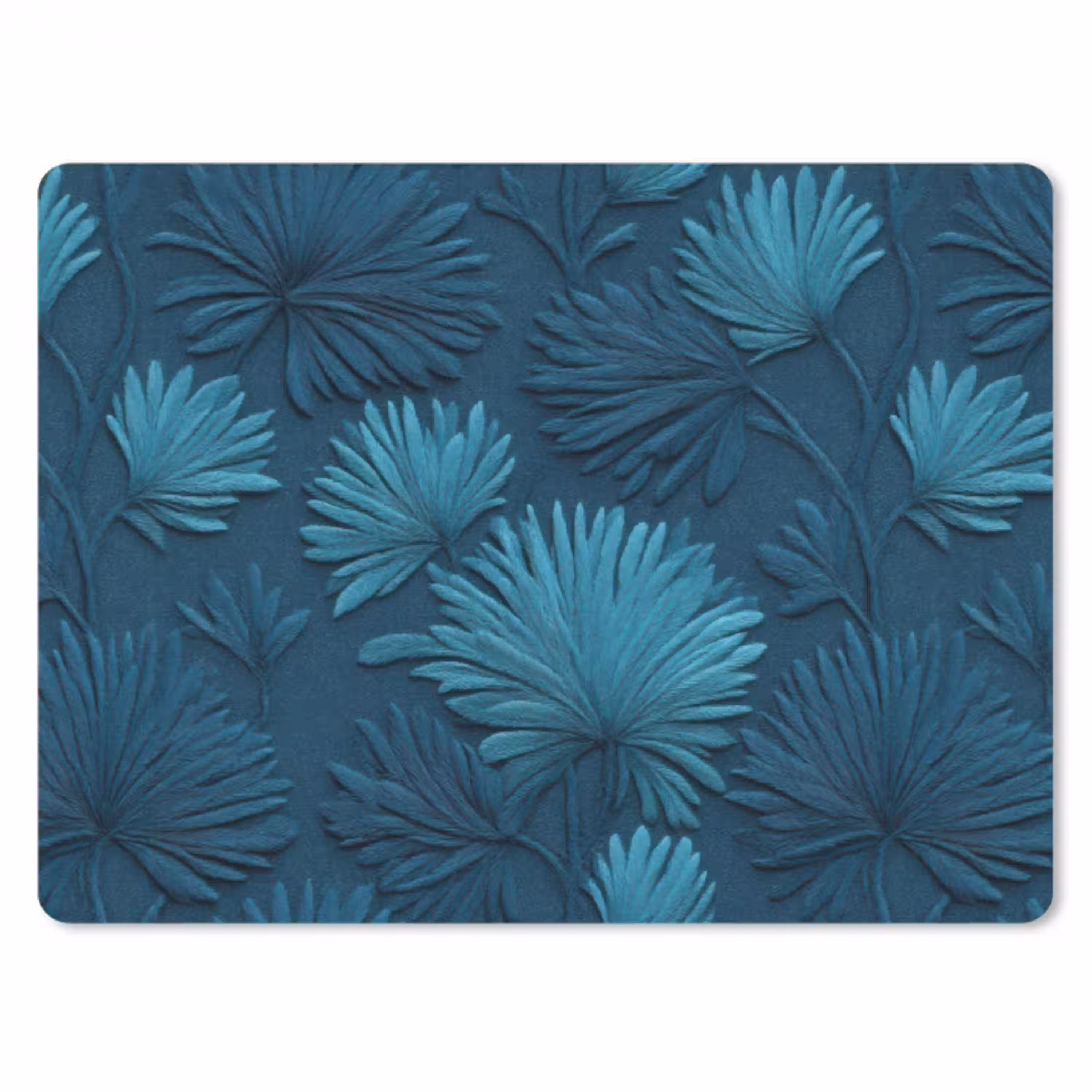 Bladeren - Reliëf - Patroon - Oceaanblauw - Modern muismat rubber klein 262 -3d