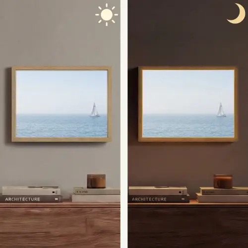 Horizon - Zeilboot - Zee Light Box met batterij (Wandlamp) middel -sfeer3