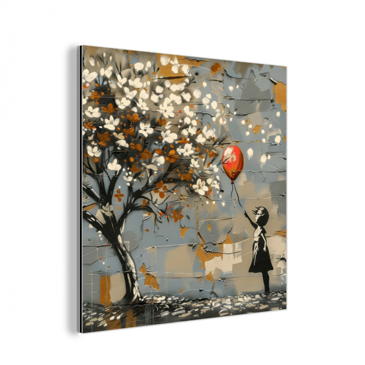 Boom - Graffiti - Banksy Style - Balloon Girl aluminium wit klein -3d