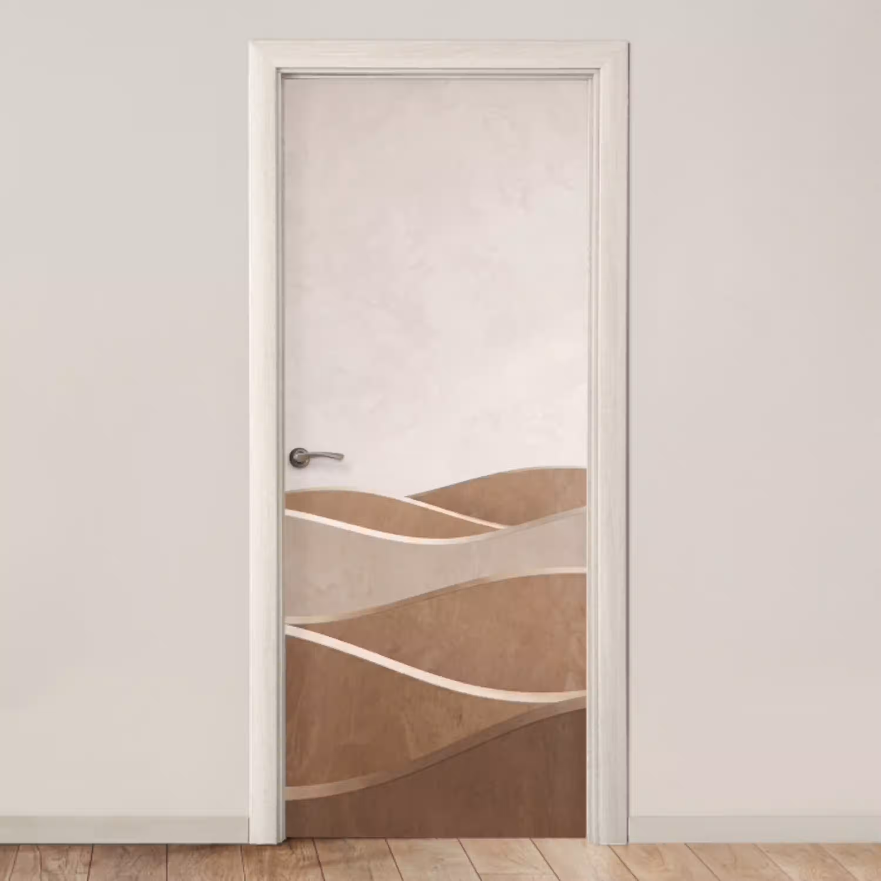 Abstract - Golven - Modern - Beige deurposter klein -3d_beige