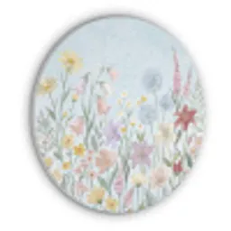 Weidebloemen - Illustratie - Kleurrijk Akoestische PET Vilt - Rond klein -3d