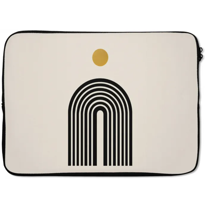 Minimalistisch - Zwarte boog - Gouden cirkel laptophoes neopreen klein -zkaufland3dotto