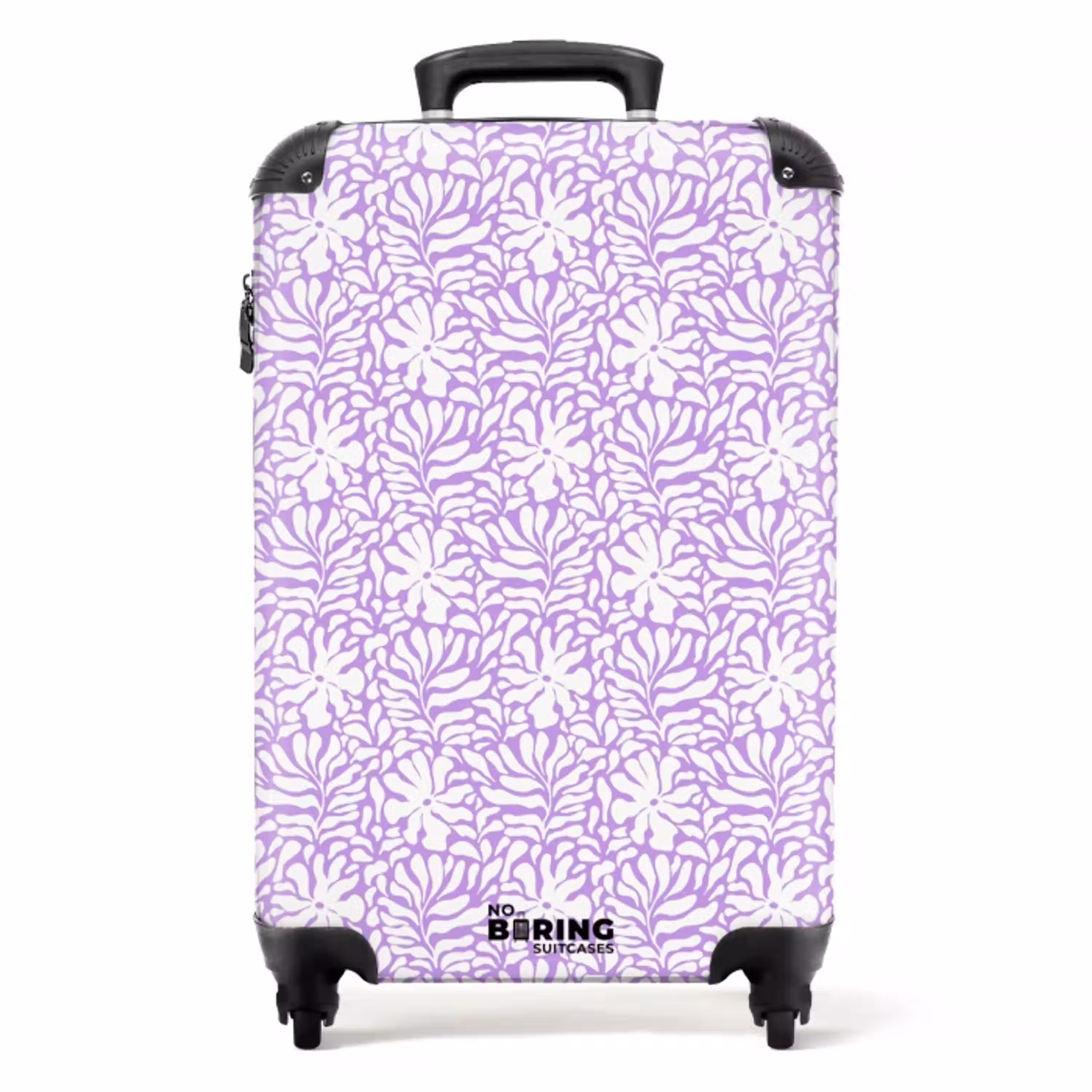 Bloemen en bladeren op paarse achtergrond NBS - Handbagage koffer - Volwassenen Unisex middel -productfoto_recht
