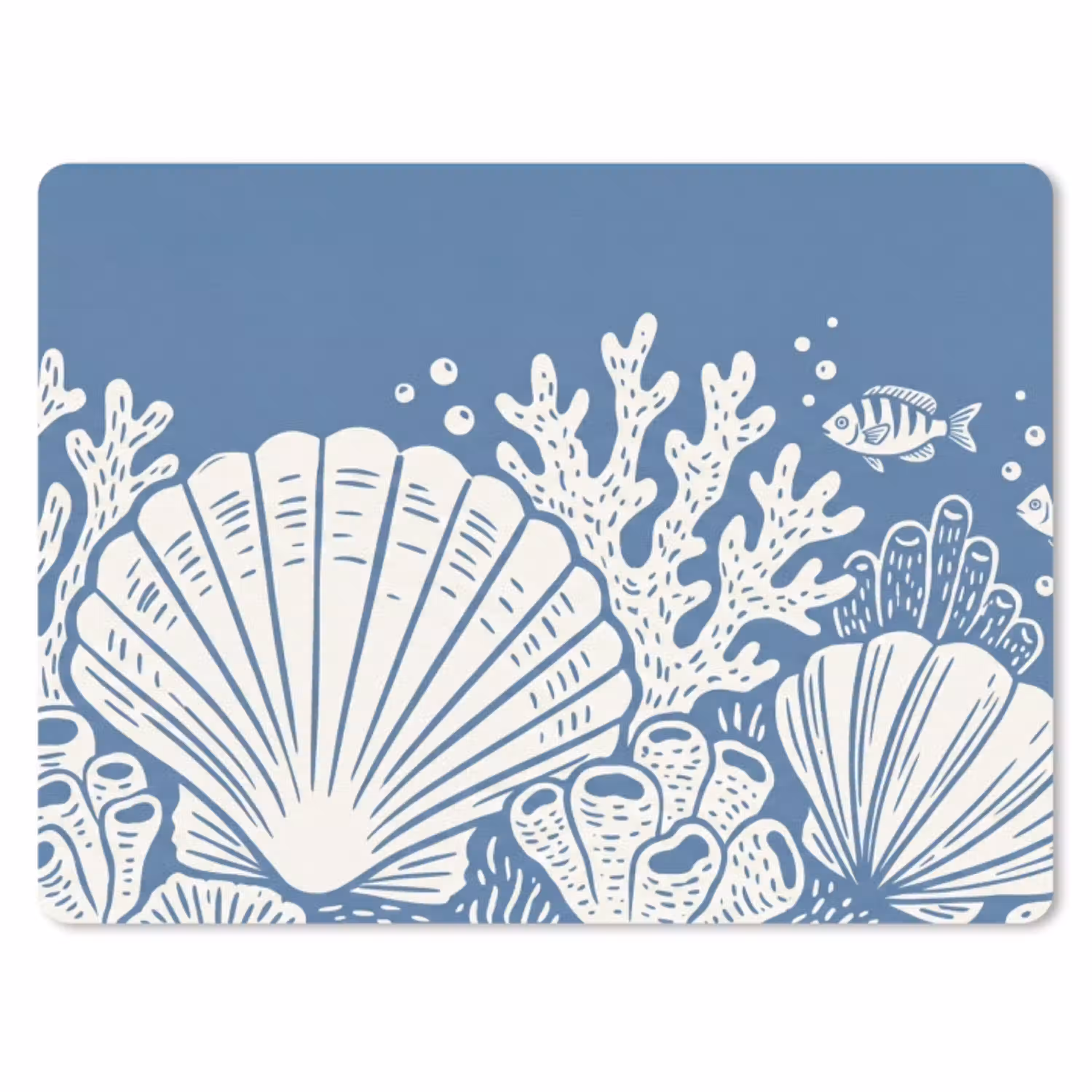 Zeeleven - Koraal - Schelp - Vis - Illustratie - Onderwater muismat rubber klein -3d
