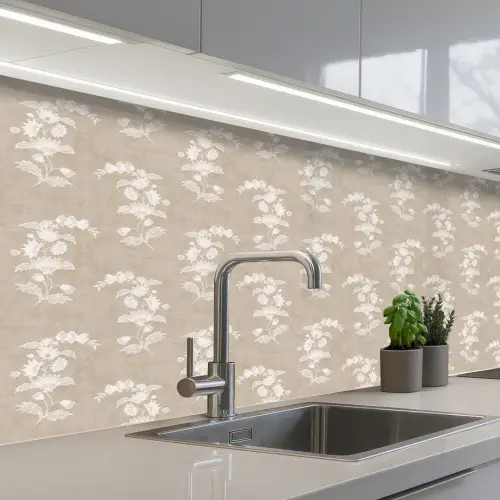 Motief - Beige - Linnen keuken achterwand 2 middel 871 -3d_schuin