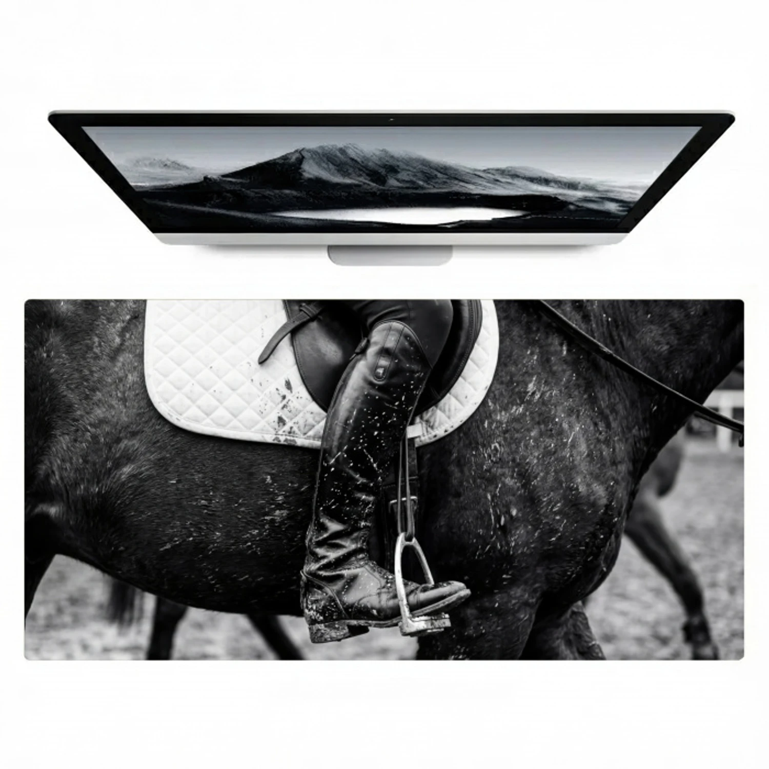 Paard - Sport - Zwart - Wit Muismat XXL klein -zzz3d