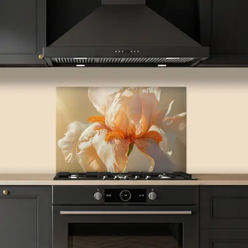 Close up - Oranje - Iris keuken achterwand spatscherm klein -sfeer1