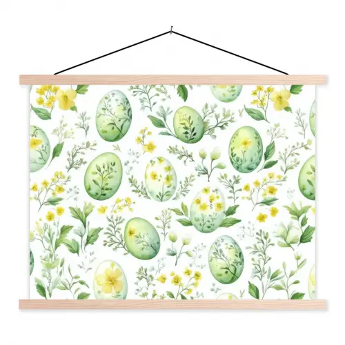 Patroon - Groen - Eieren textielposter latten blank klein -3d