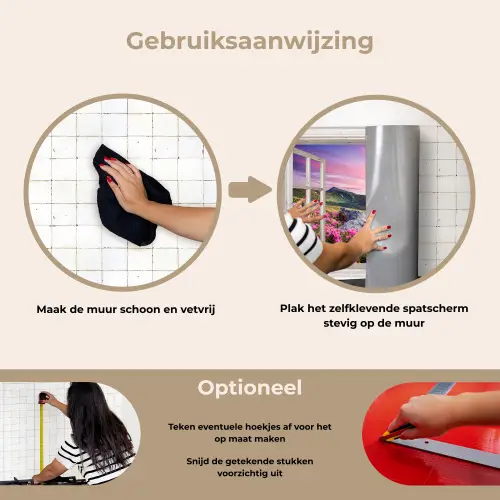 Bergen - Landschap - Doorkijk - Bloemen - Avond - Roze keuken achterwand spatscherm klein -gebruiksaanwijzing_NL