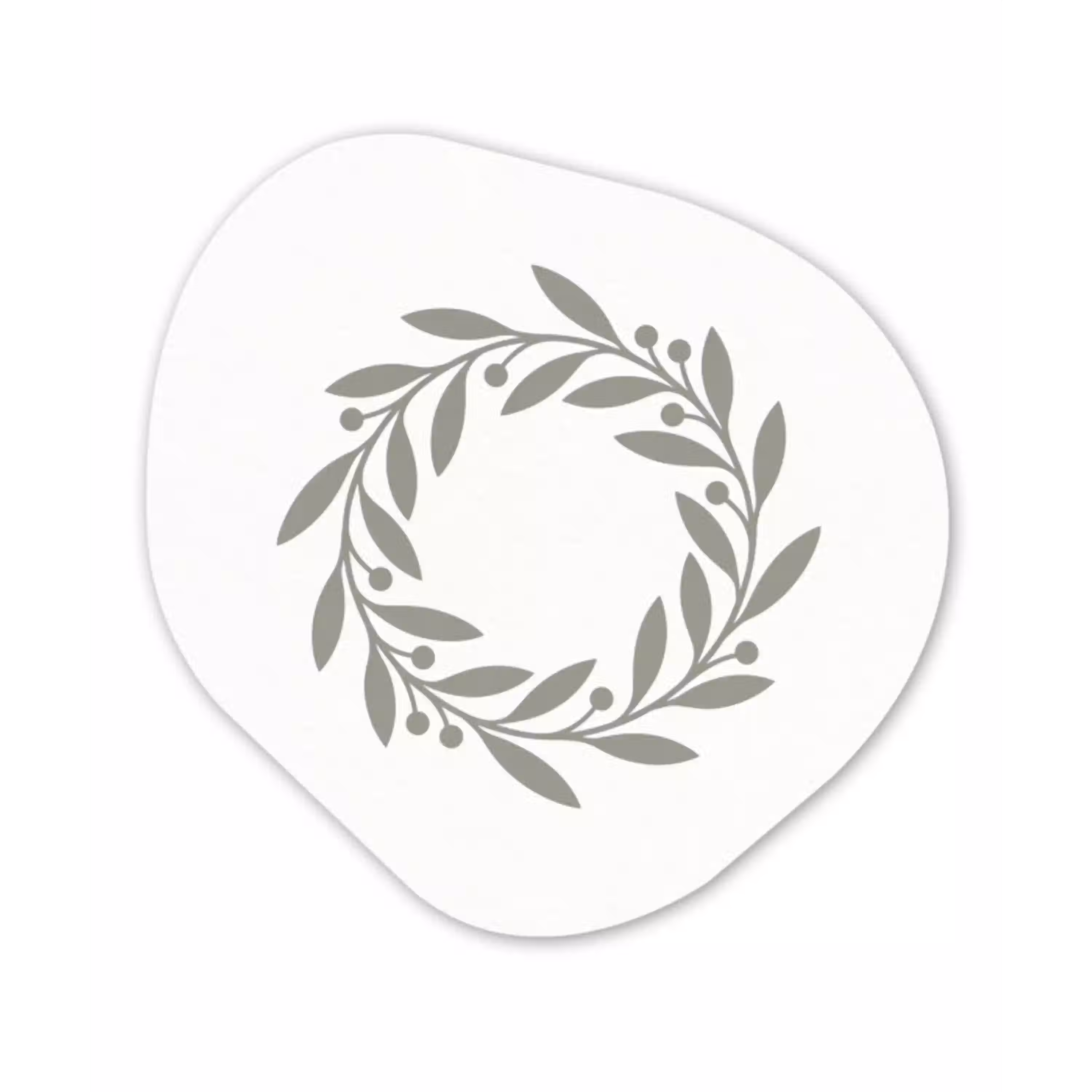 Krans - Bladeren - Natuur - Minimalistisch - Grijs Wandcirkel Organisch Forex 3mm klein -3d