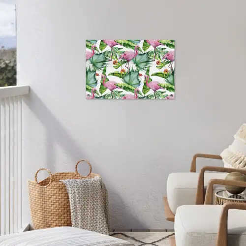 Bladeren - Flamingo - Bloemen - Jungle tuinposter los doek klein -sfeer8
