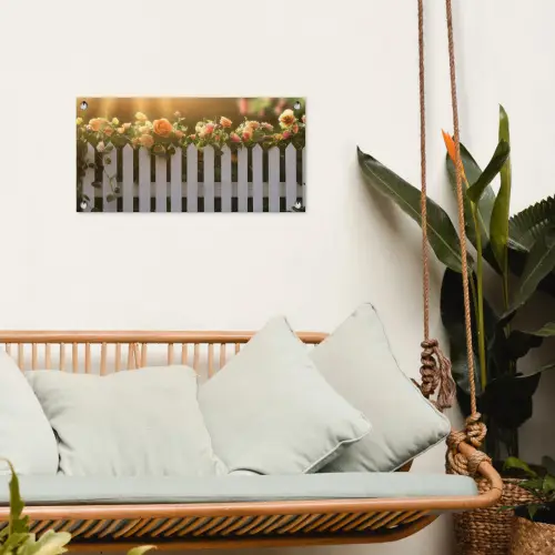 Rozen - Hek - Zonlicht tuinposter los doek klein -sfeer7