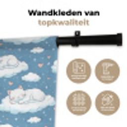 Kitten - Wolken - Blauw Wandkleed katoen klein 269 -sfeer2