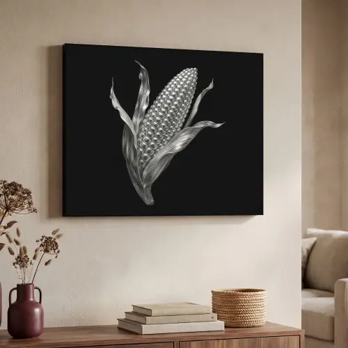 Maïskolf - Glanzend metaal - Elegant Textielframe zwart klein -sfeer3