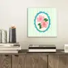 Bloemen - Ovaal - Strepen - Groen aluminium wit klein -sfeer1