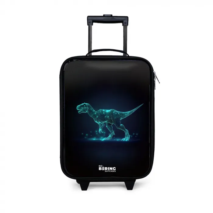 Digitale T-Rex in blauw lichtveld Kinderkoffer - Zwart klein -3d