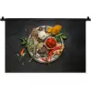 Kruiden - Bord - Peper - Zwart - Lepels - Zilver Wandkleed katoen klein -zz3d