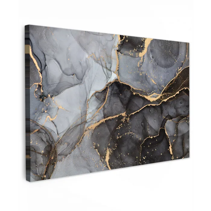 Marmer - Abstract - Goud - Grijs canvas 2cm klein -z3d