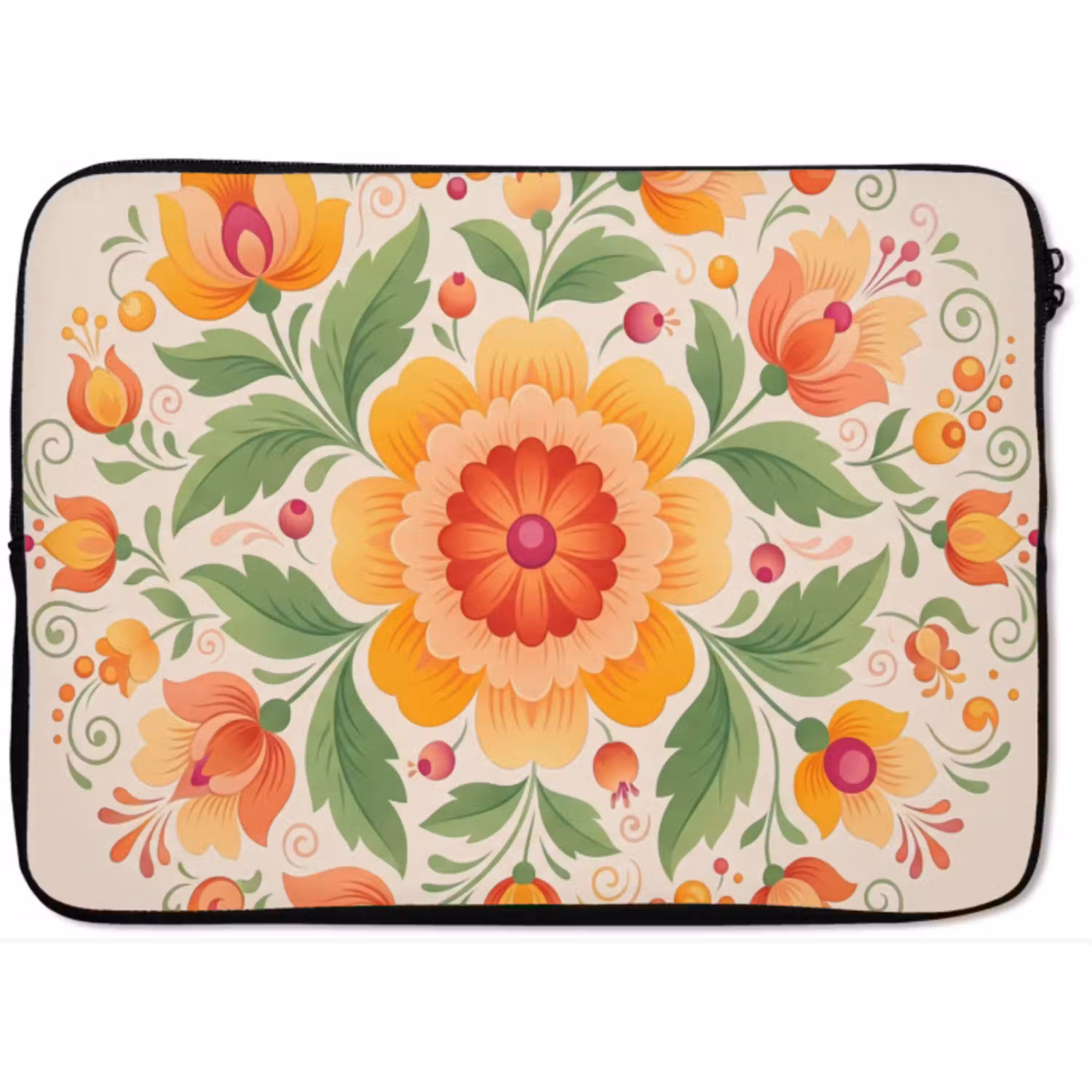 Bloemen - Patroon - Decoratief - Oranje laptophoes neopreen klein -zkaufland3dotto